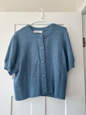 Primark Dusty Blue Short Sleeve Button-Up Cardigan